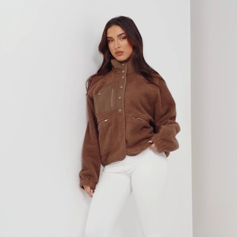 Brown Fuzzy Fleece Jacket